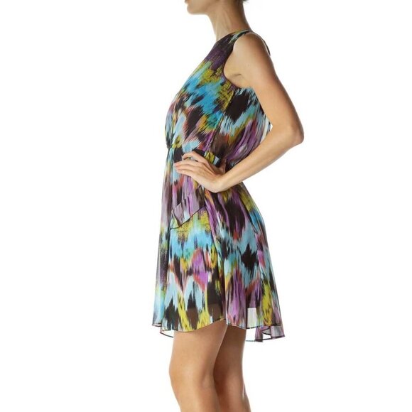 Miss Sixty Multicolor Print Pocketed Flared Dress - Picture 2 of 3